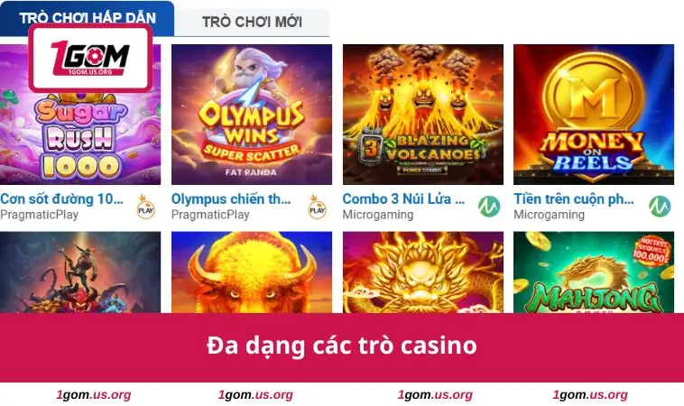 Đa dạng các trò casino