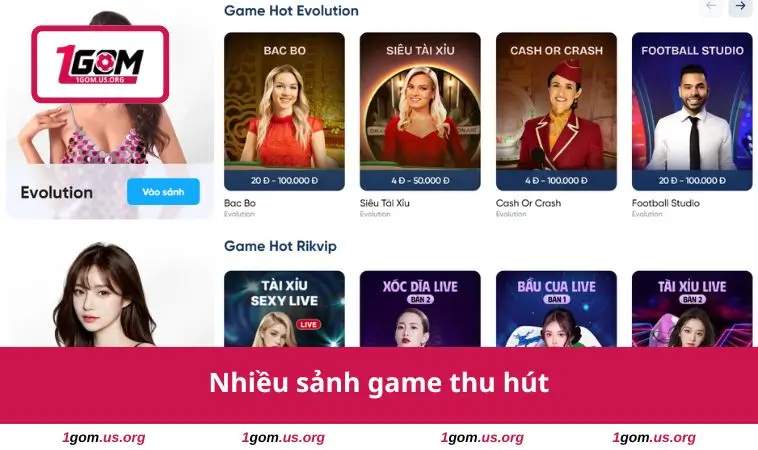 Nhiều sảnh game thu hút